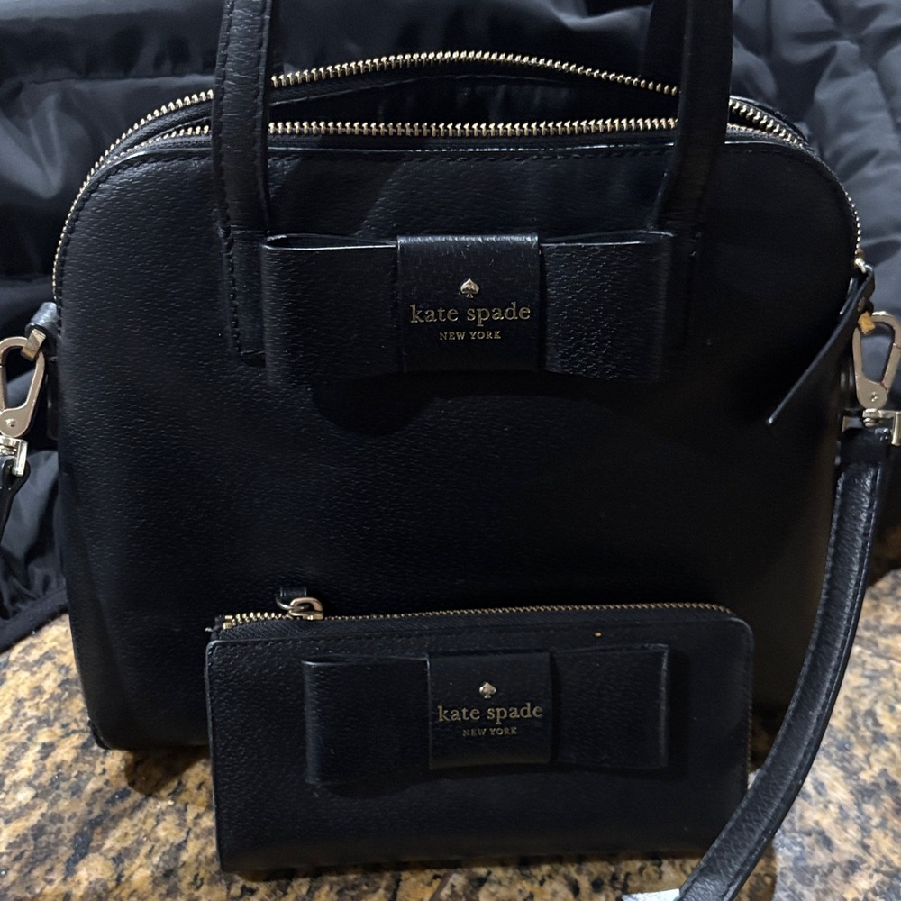Kate Spade Black Bow Satchel and Wallet Set
